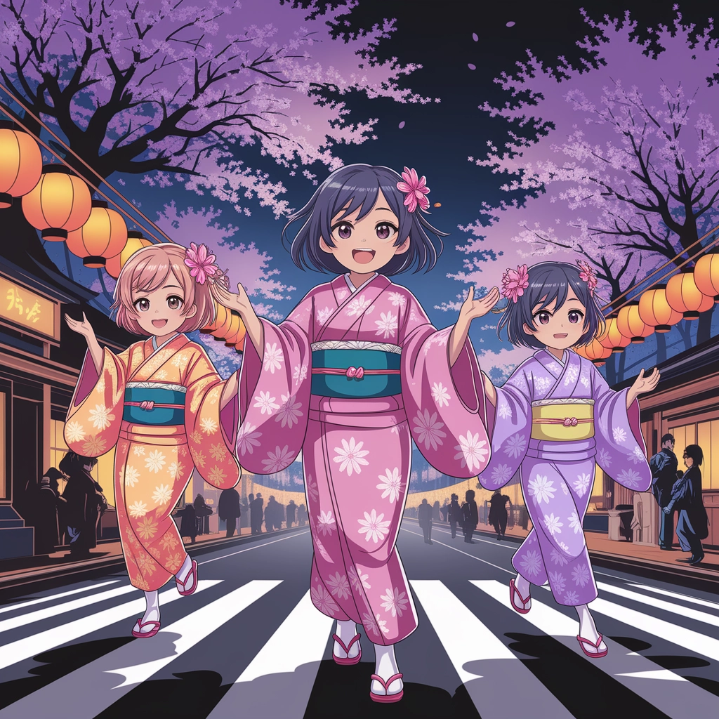 Anime Cherry Blossom Festival in the City